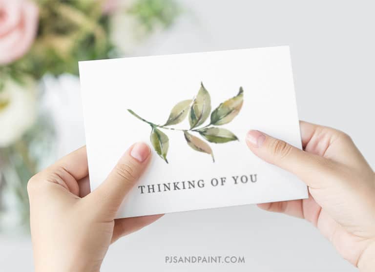Free Printable Thinking of You Card Instant Download Pjs and Paint