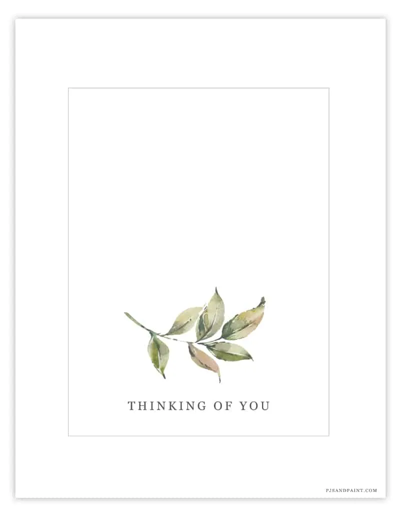 Free Printable Thinking of You Card - Instant Download - Pjs and Paint
