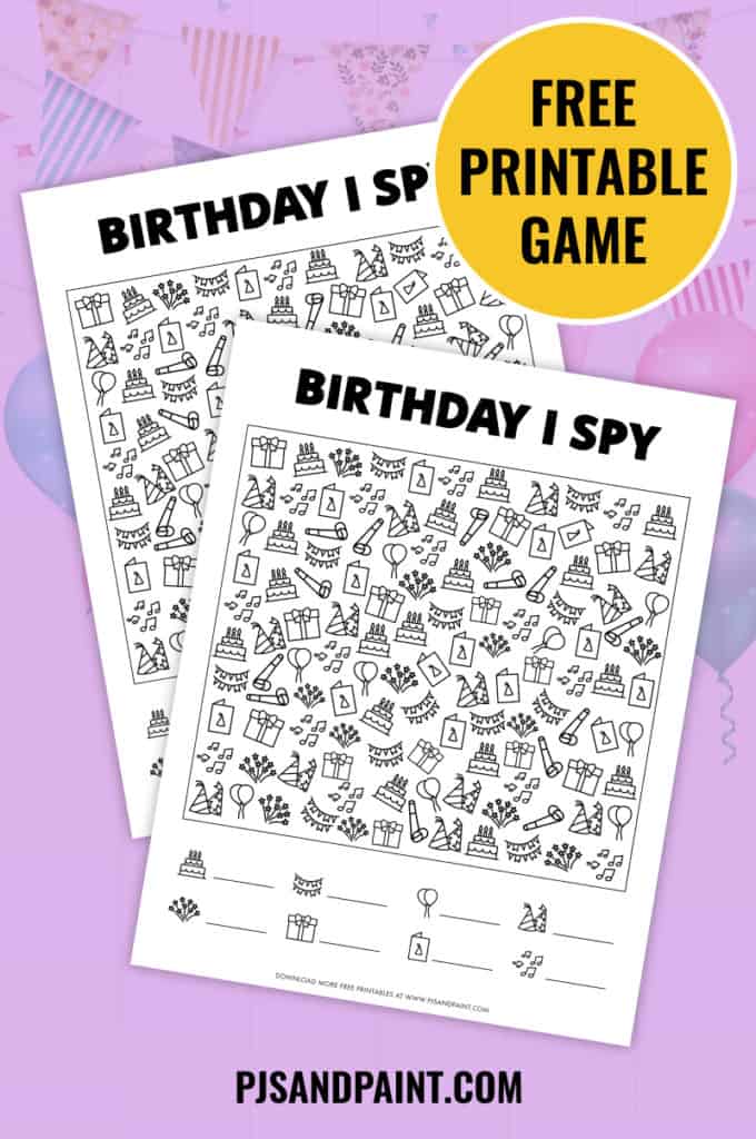 Free Printable Birthday I Spy Game for Kids - Pjs and Paint