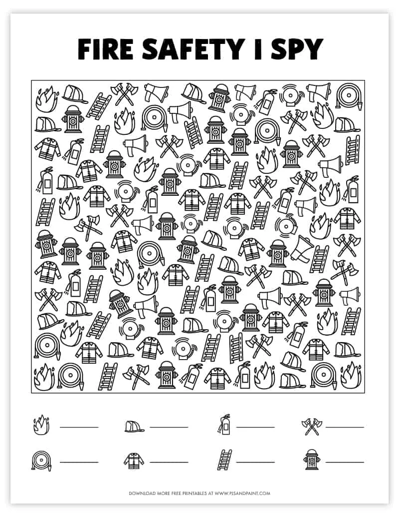 fire safety i spy free printable