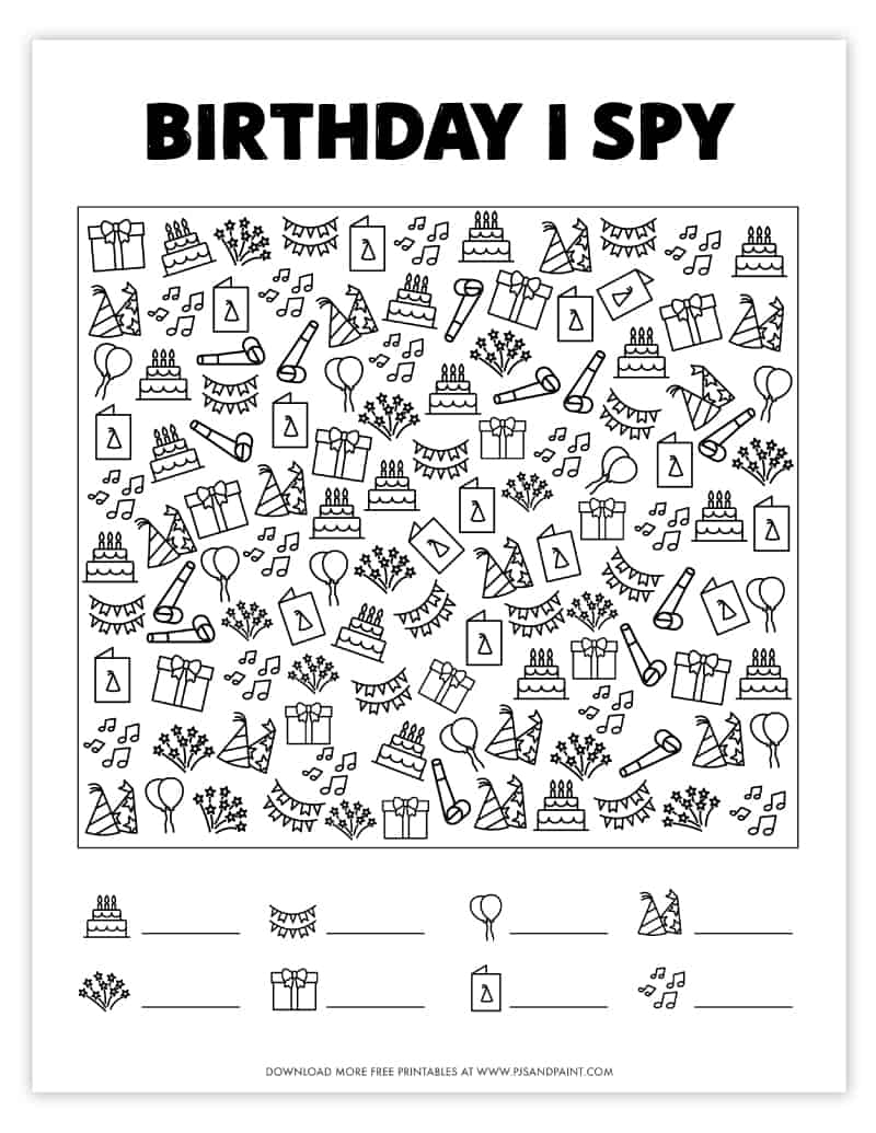 Free Printable Birthday Party Games