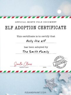 free printable elf adoption certificate sample