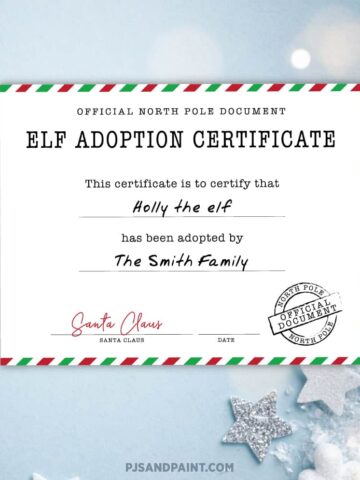 elf adoption certificate Archives - Pjs and Paint