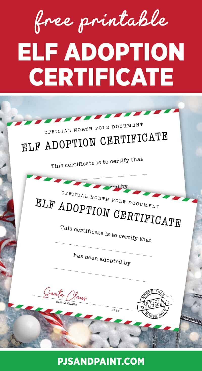 free printable elf adoption certificate