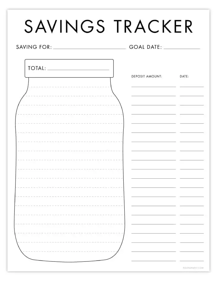 savings tracker free printable