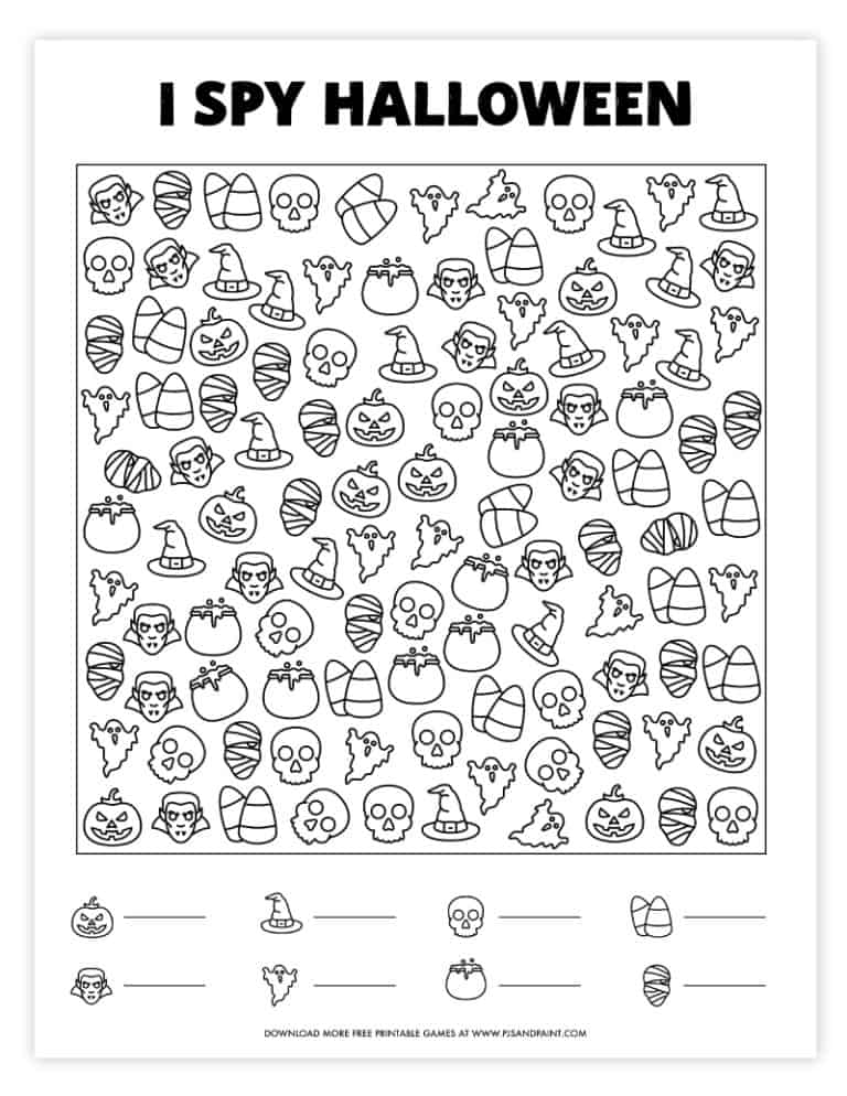 I Spy Halloween Free Printable Game Pjs And Paint