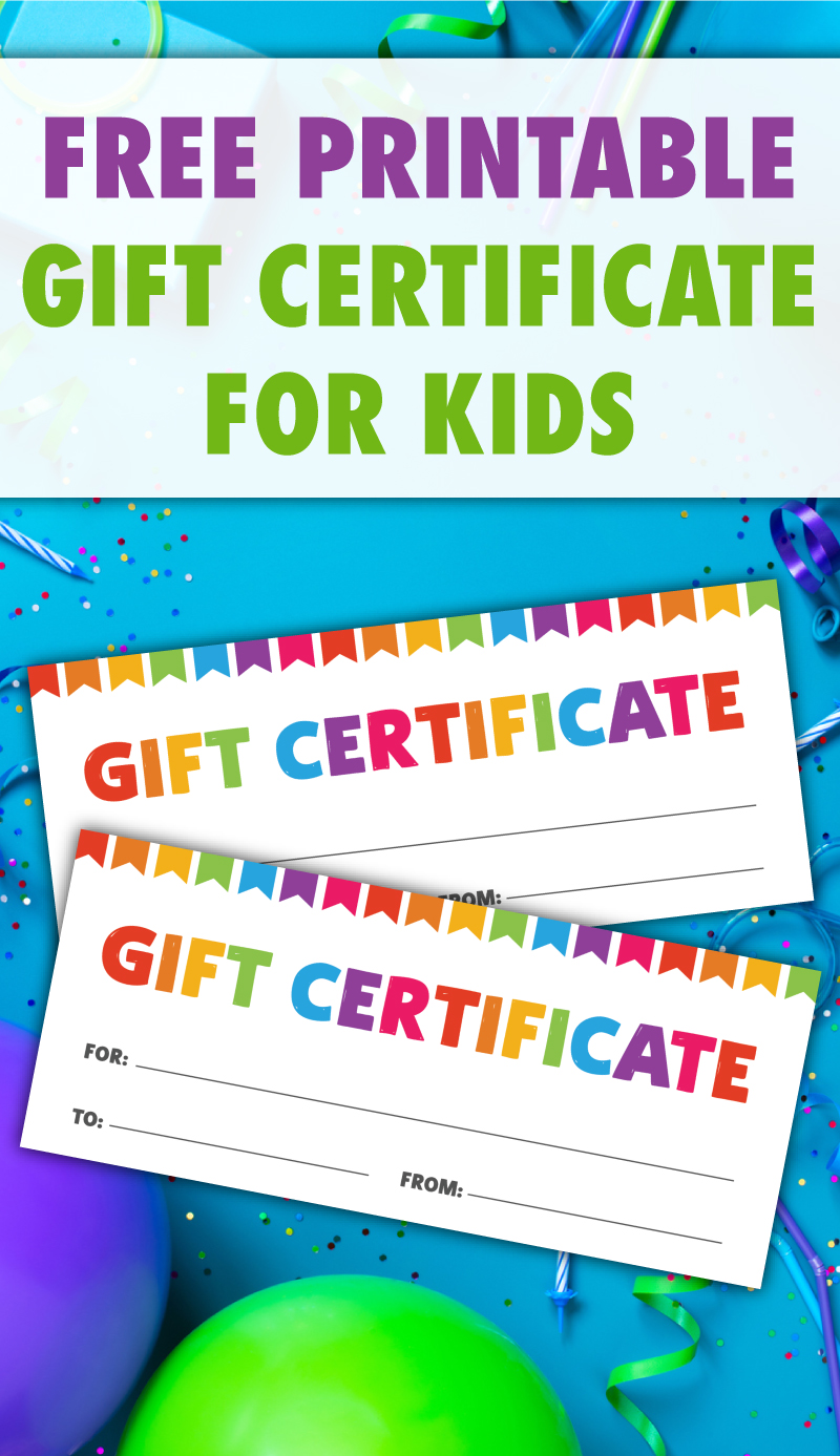 free printable gift certificate for kids