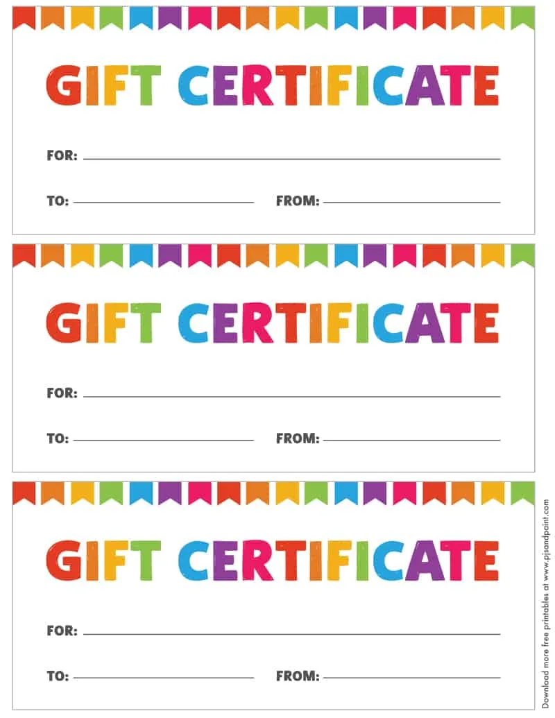 gift certificate for kids