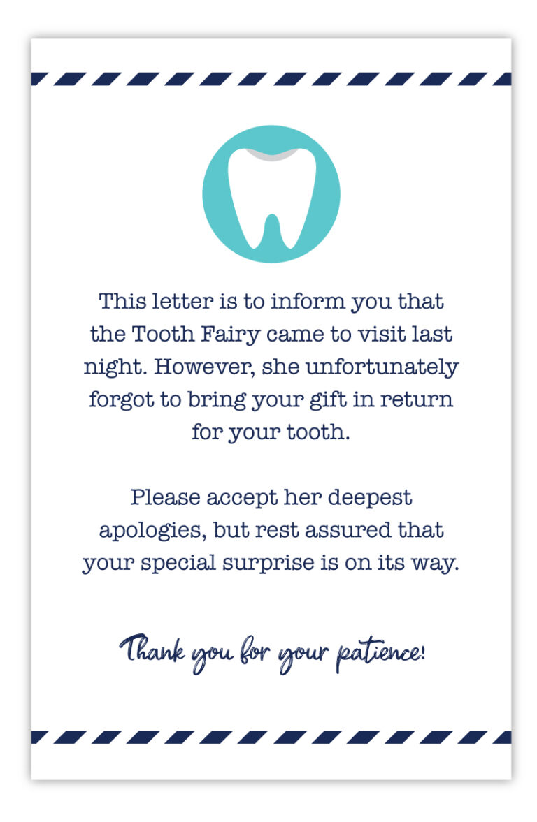 Last Minute Tooth Fairy Idea - With Free Printable - Pjs and Paint