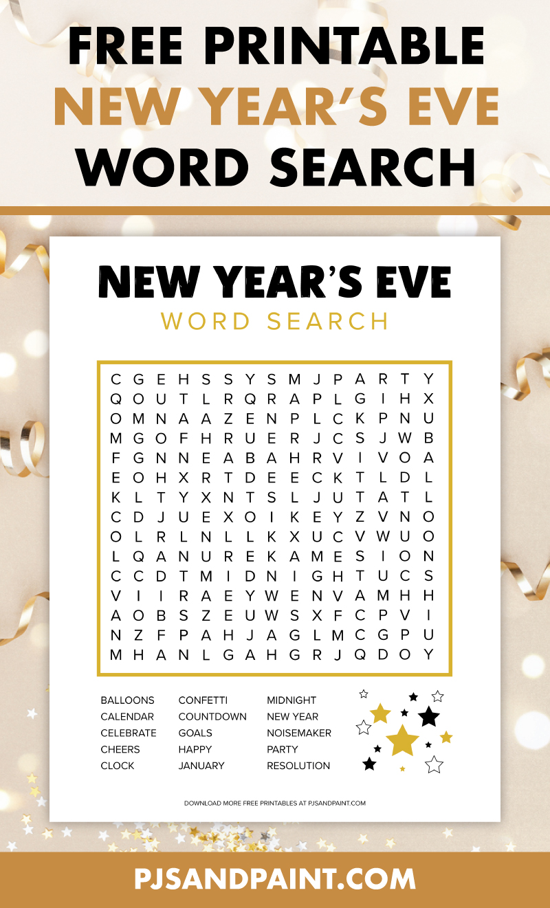 free printable new years eve word search