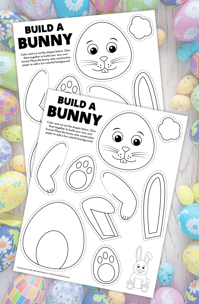 Free Printable Build a Bunny Coloring Page - Pjs and Paint