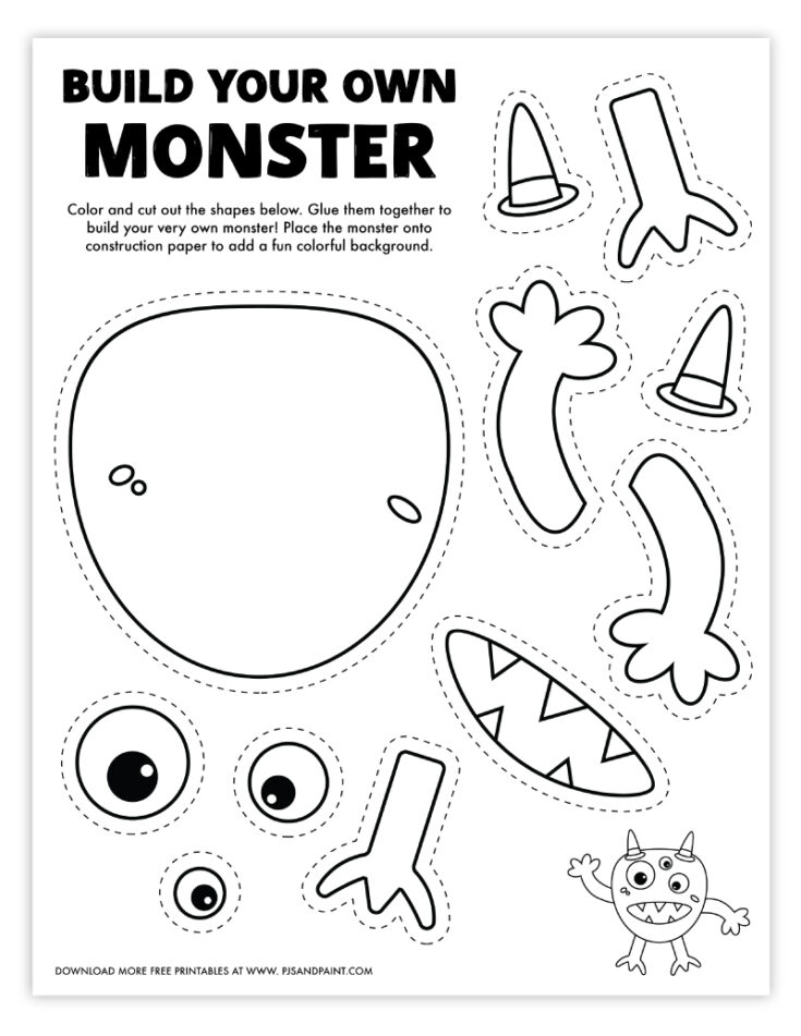 Build Your Own Monster Free Printable Coloring Page for Kids