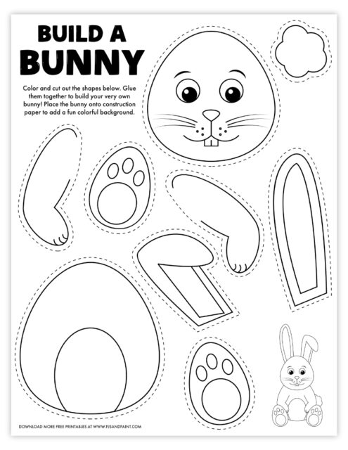 Free Printable Build A Bunny Coloring Page Pjs And Paint 