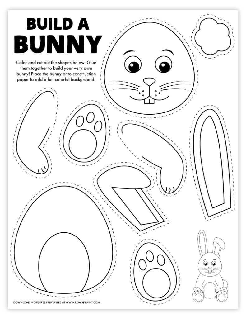 Free Printable Build a Bunny Coloring Page Pjs and Paint