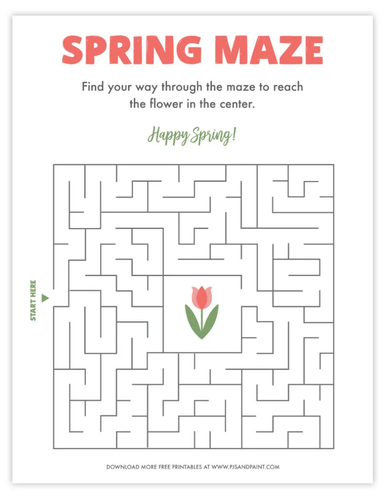 free printable spring maze