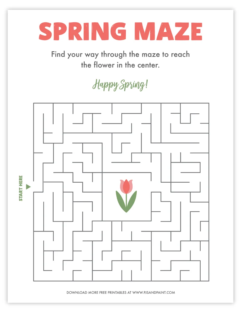 free printable spring maze