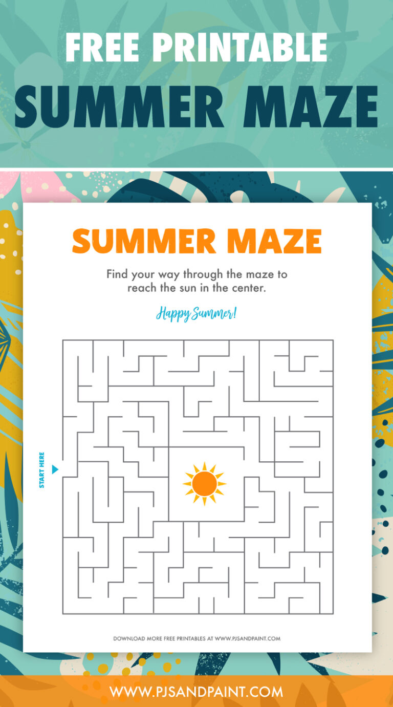 Free Printable Summer Maze for Kids - Pjs and Paint