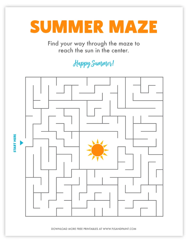 free printable summer maze