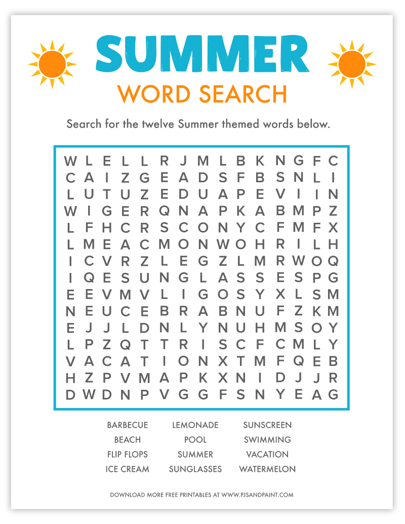 13 cool printable summer word searches kitty baby love summer word