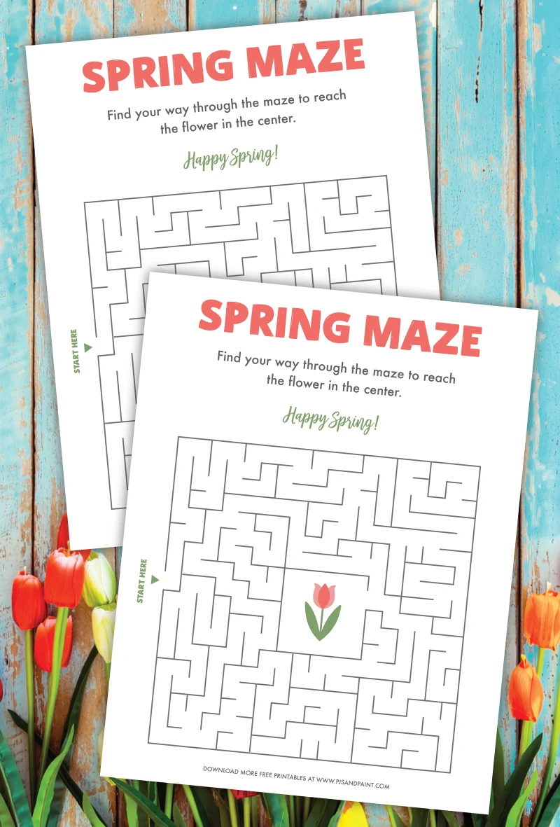 spring maze printable