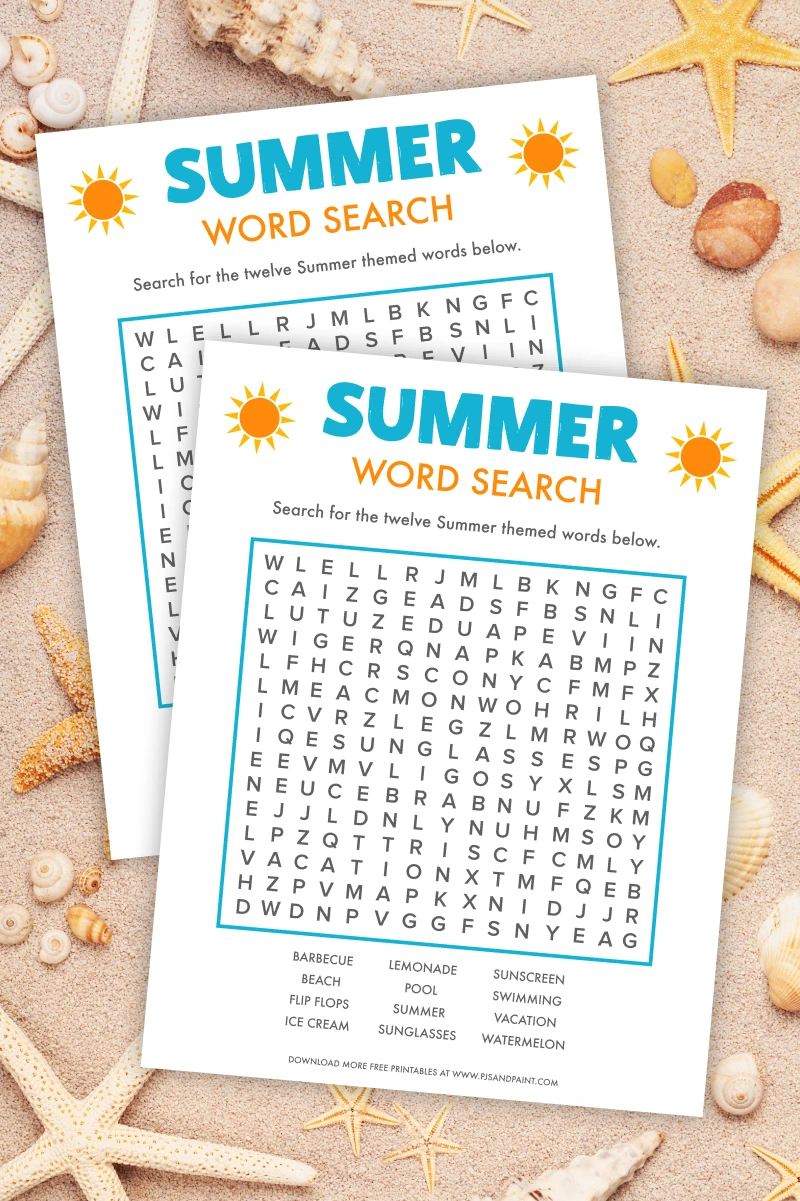 summer word search game