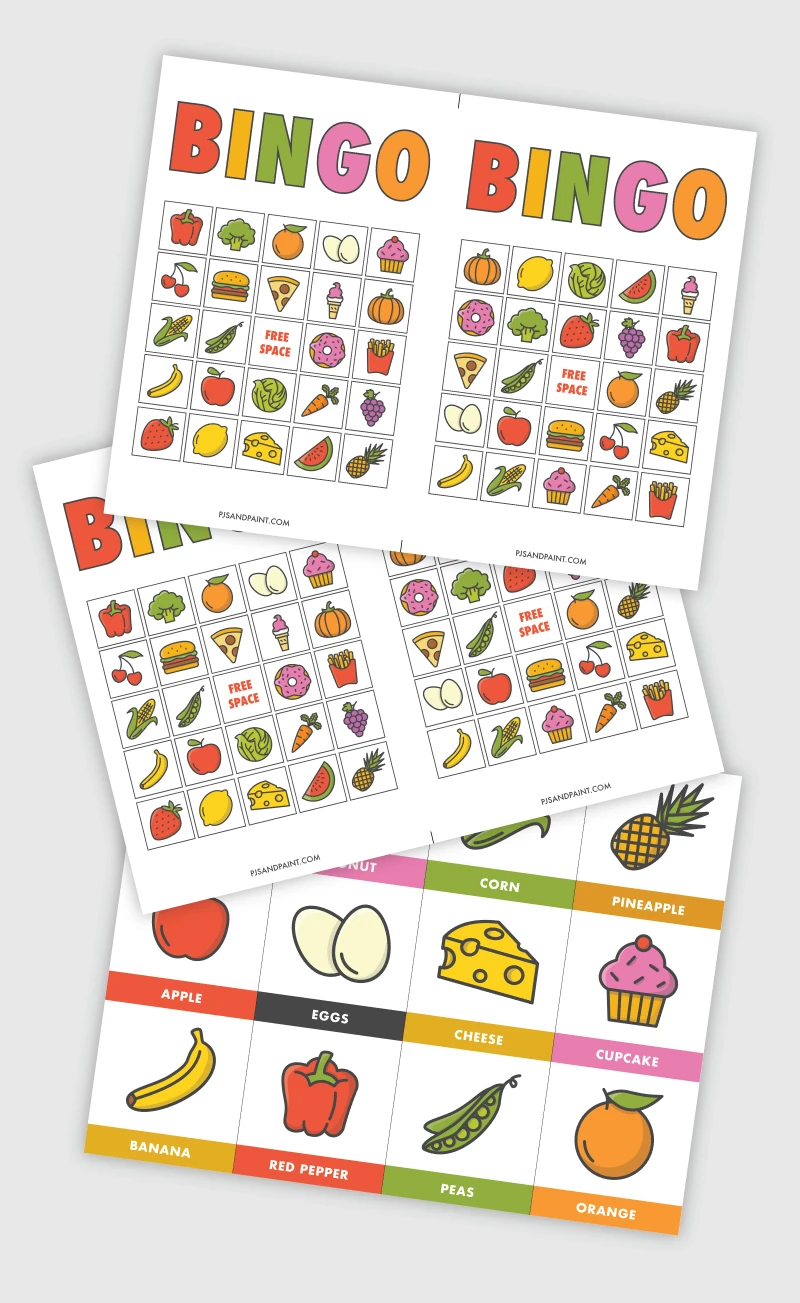 Free Printable Bingo For Kids Food Themed Pjs And Paint