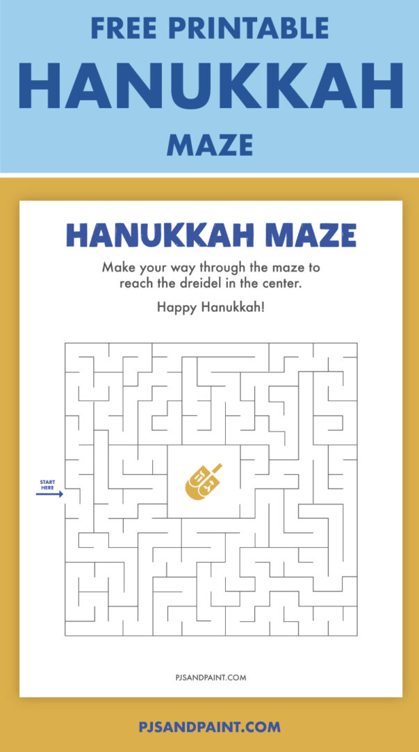 Hanukkah Maze - Free Printable Game - Pjs and Paint