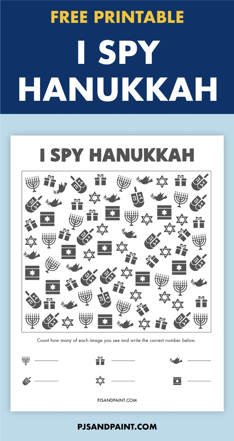 Hanukkah I Spy - Free Printable Game - Pjs and Paint