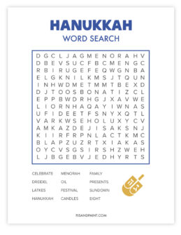 Free Printable Hanukkah Word Search - Pjs and Paint