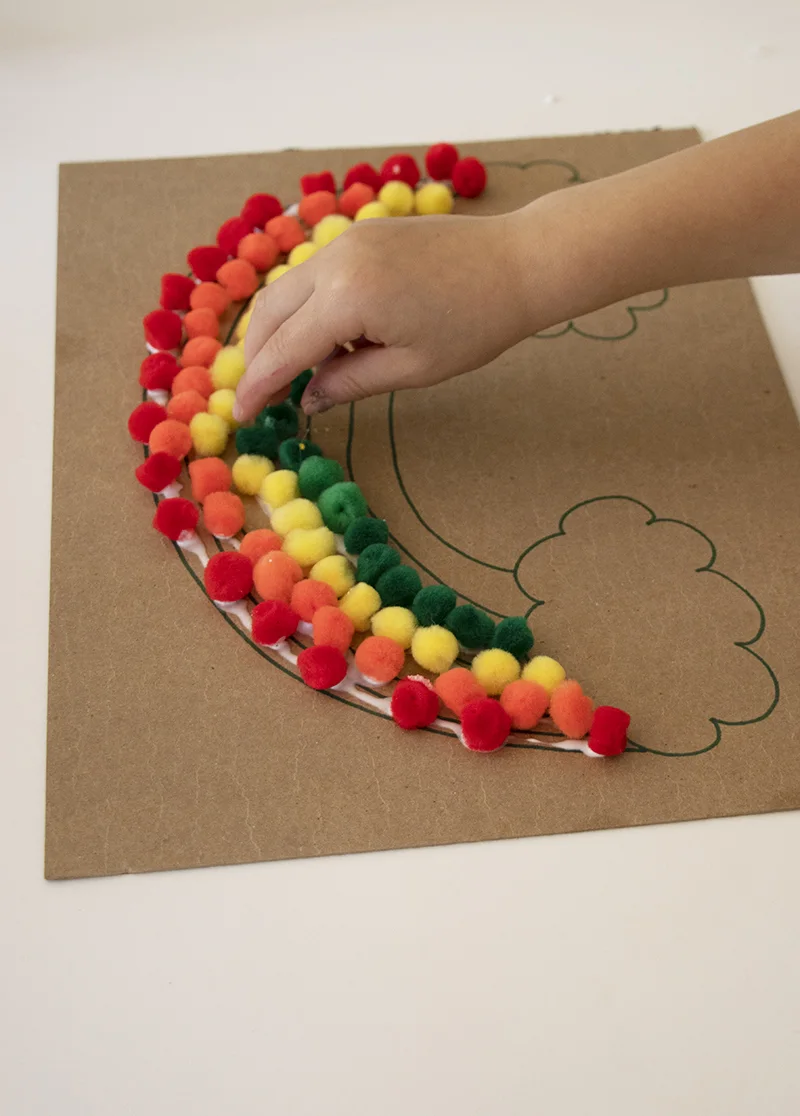 Easy Pom Pom Rainbow Craft for Kids - Pjs and Paint