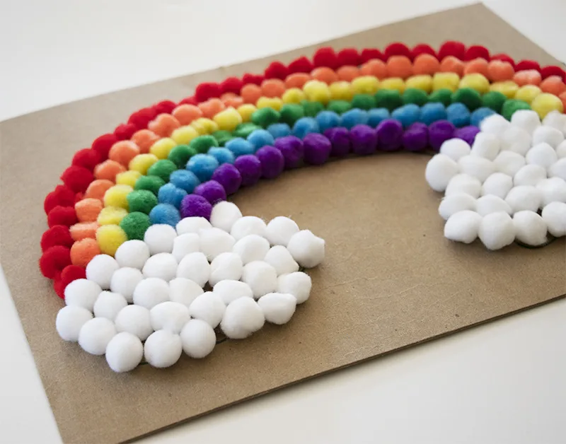 Easy Pom Pom Rainbow Craft for Kids - Pjs and Paint