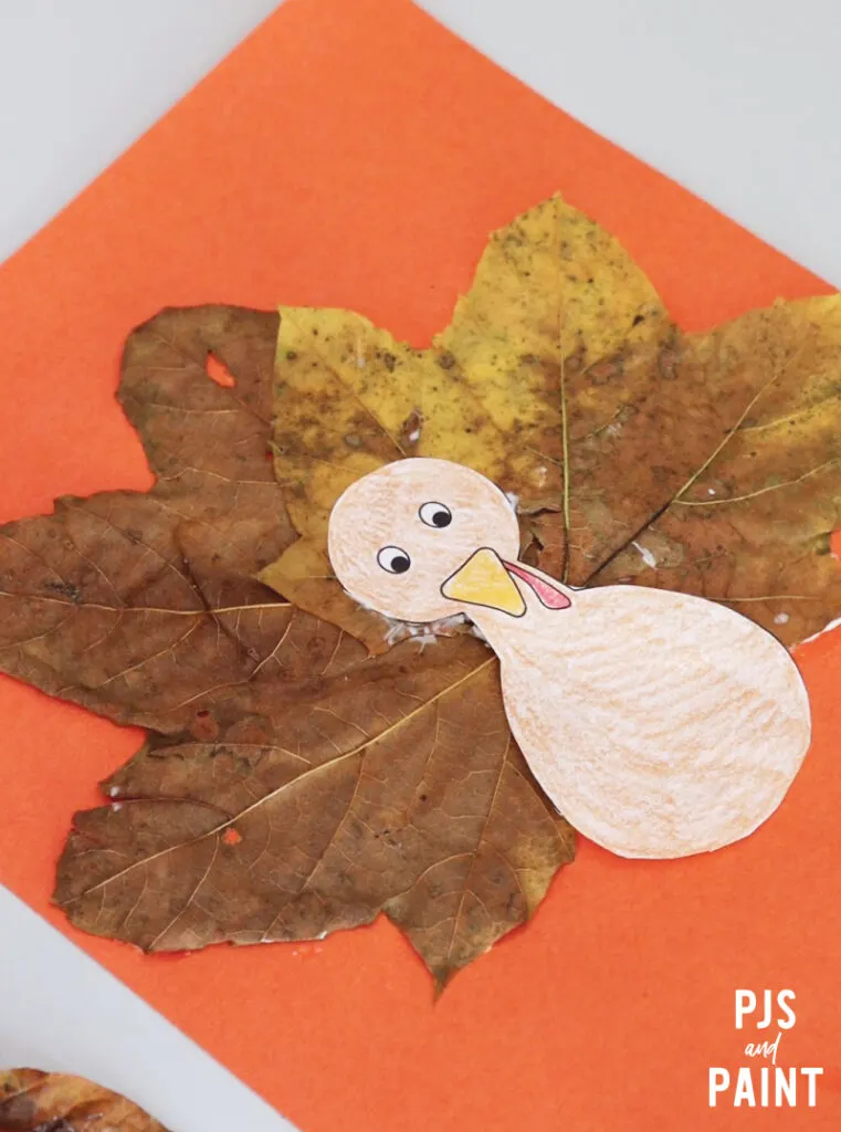 turkey craft using leaves