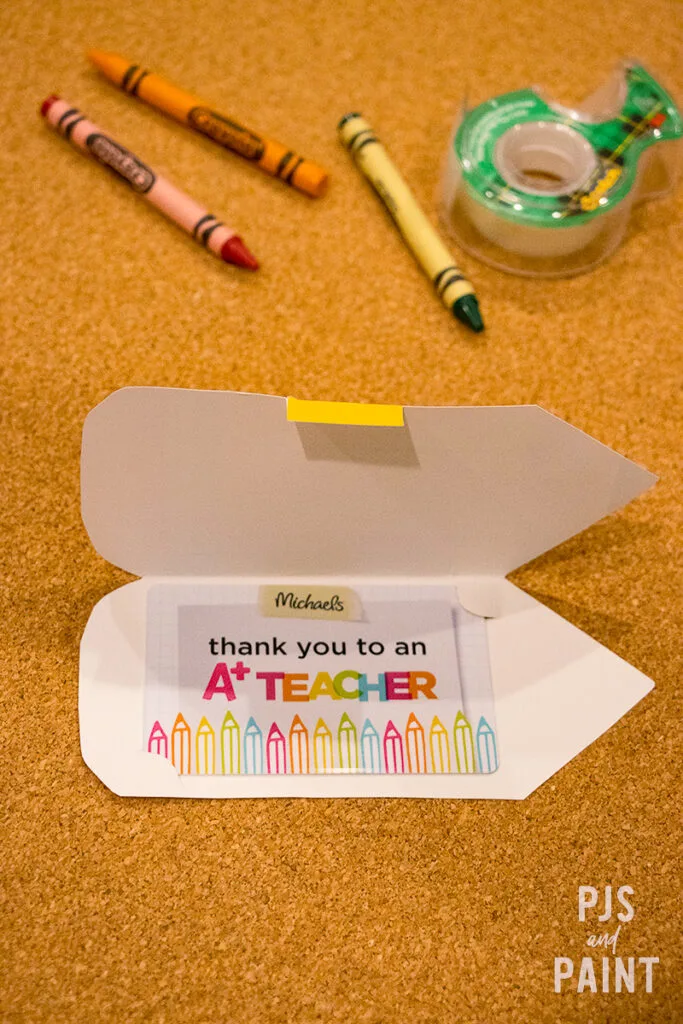 pencil gift card holder open