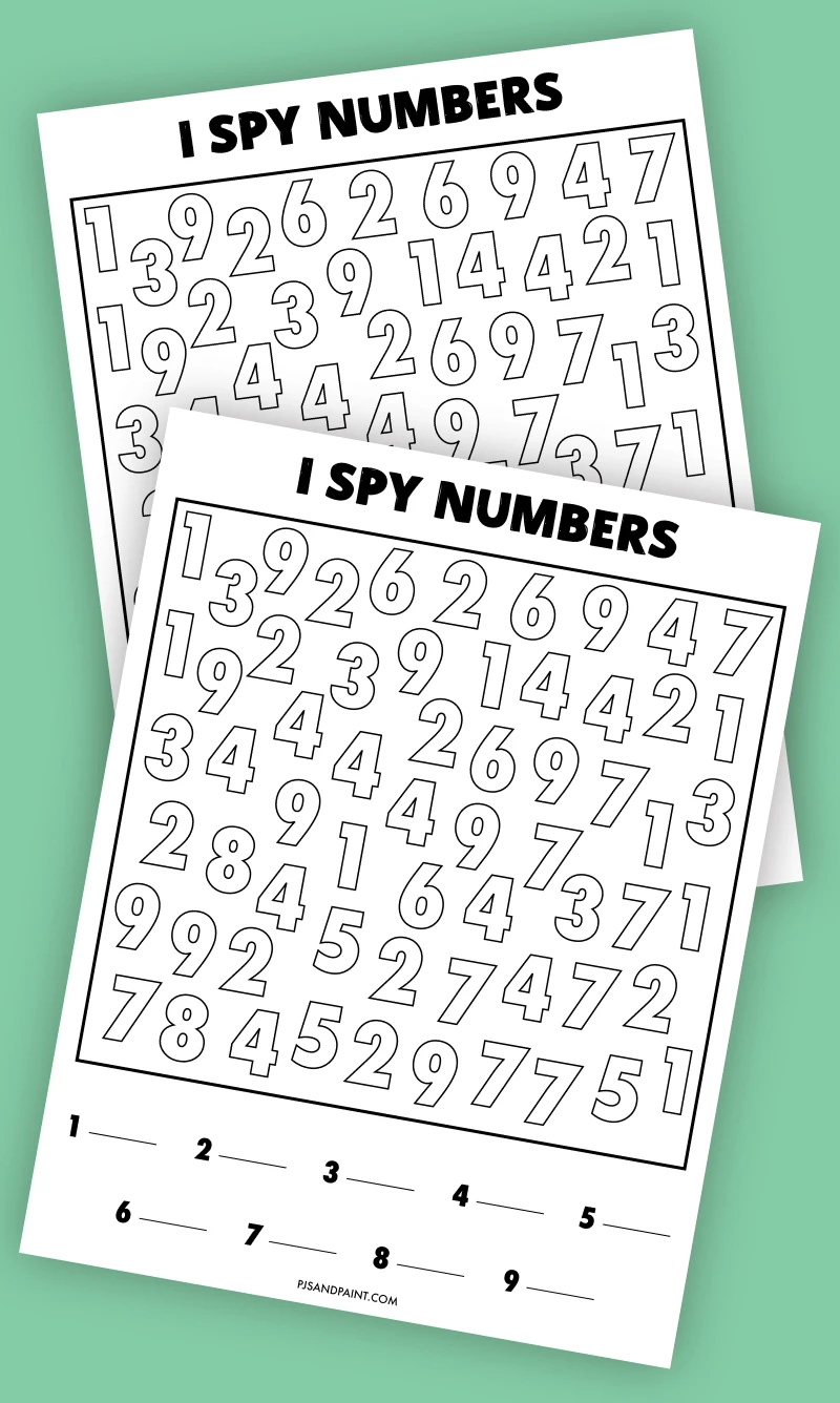 Free Printable I Spy Numbers Game for Kids - Pjs and Paint