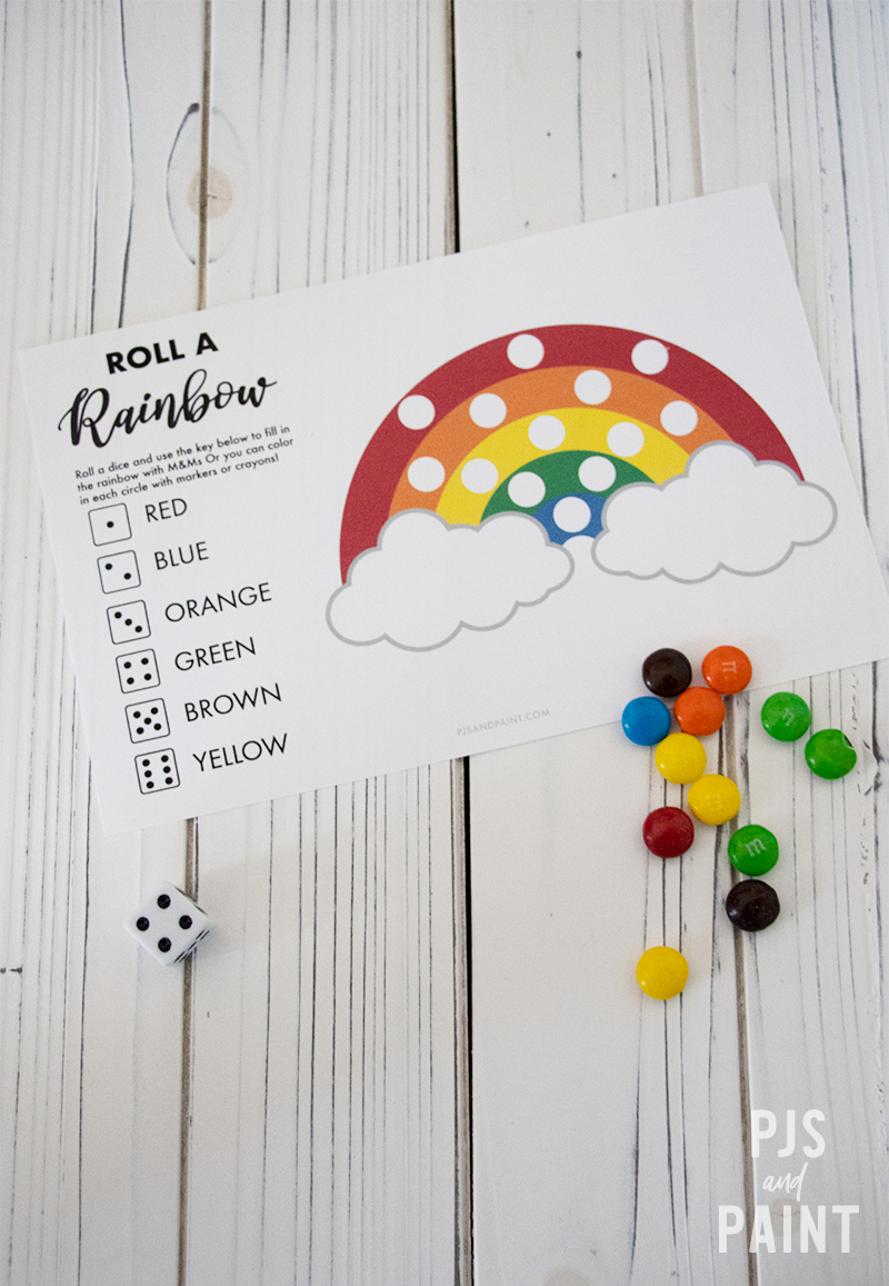 free printable roll a rainbow game