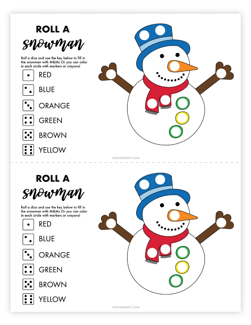 roll a snowman free printable