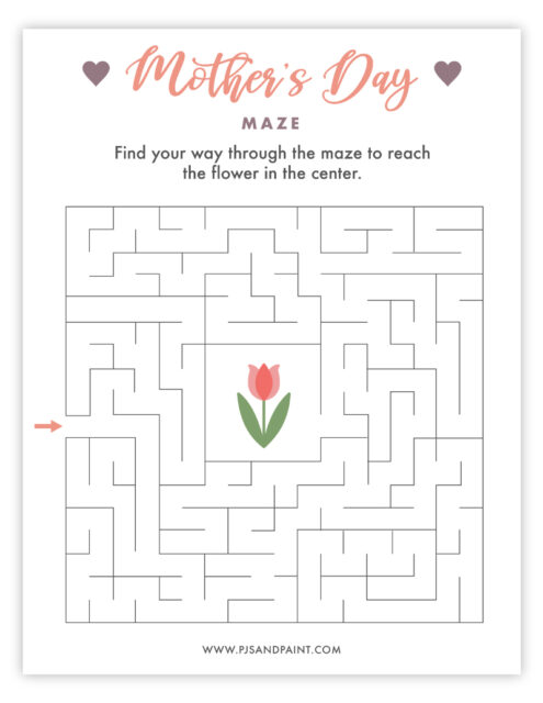 Free Printable Mother's Day Maze - Pjs and Paint