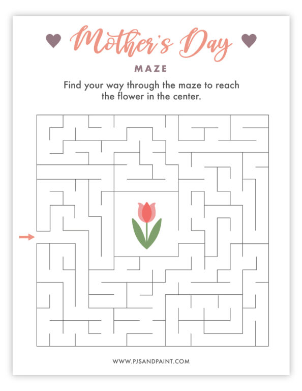 Free Printable Mother's Day Maze - Pjs and Paint
