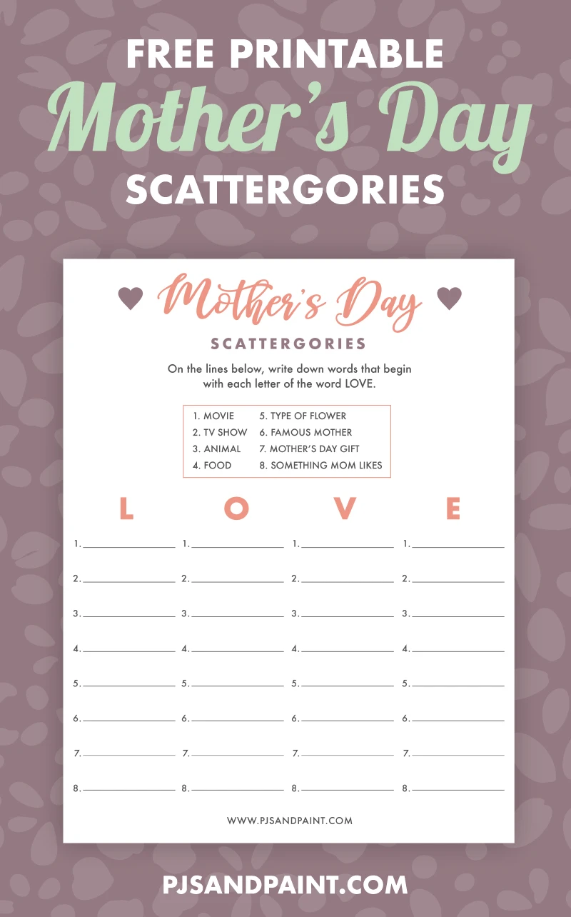 Thanksgiving Scattergories - Free Printable Game - Pjs and Paint