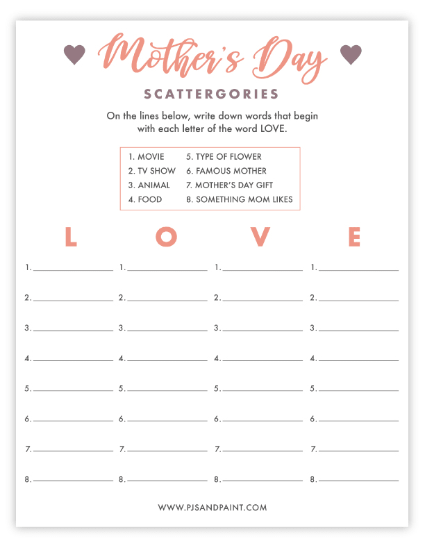 mothers day scattergories