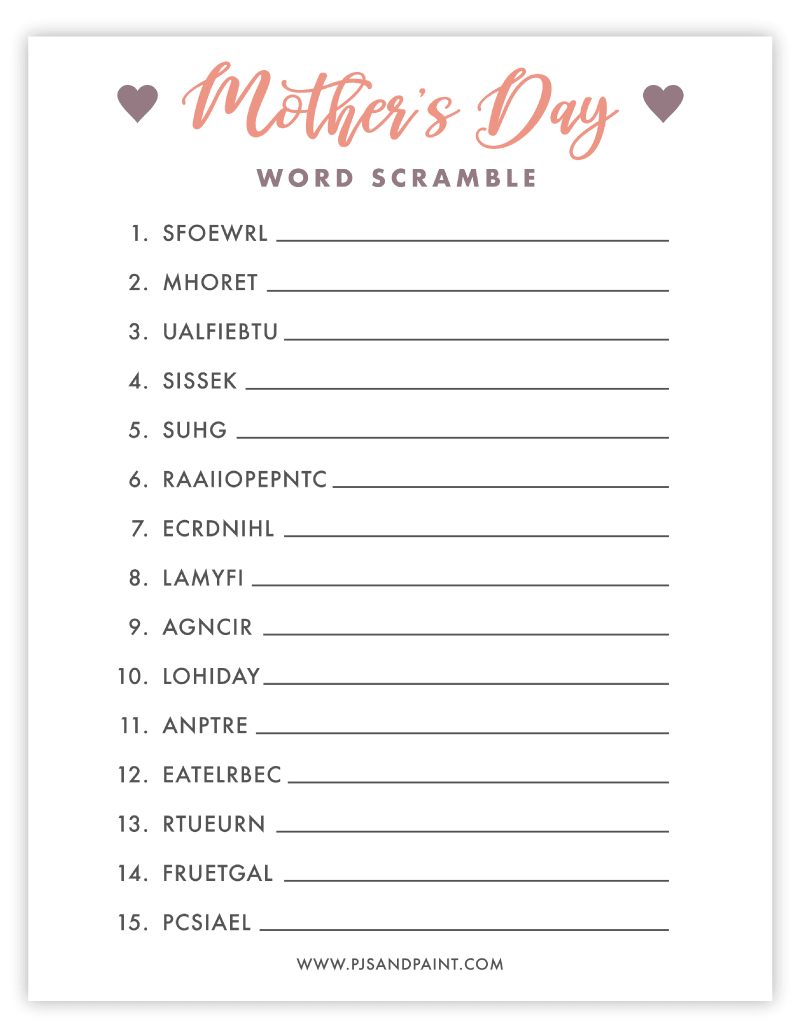 mothers day word scramble