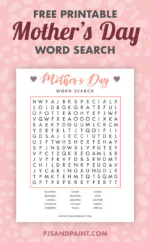 Free Printable Mother's Day Word Search - Pjs and Paint