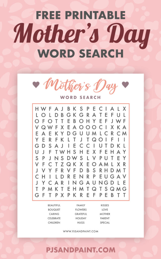 Free Printable Mother #39 s Day Word Search Pjs and Paint Free Printable Mother #39 s Day Word Search Pjs and Paint