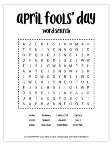 April Fools' Day Word Search - Prank Game, Unsolvable - Pjs and Paint