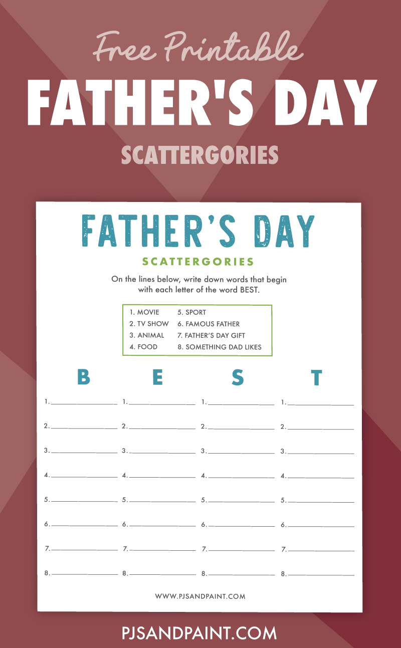 fathers day scattergories free printable