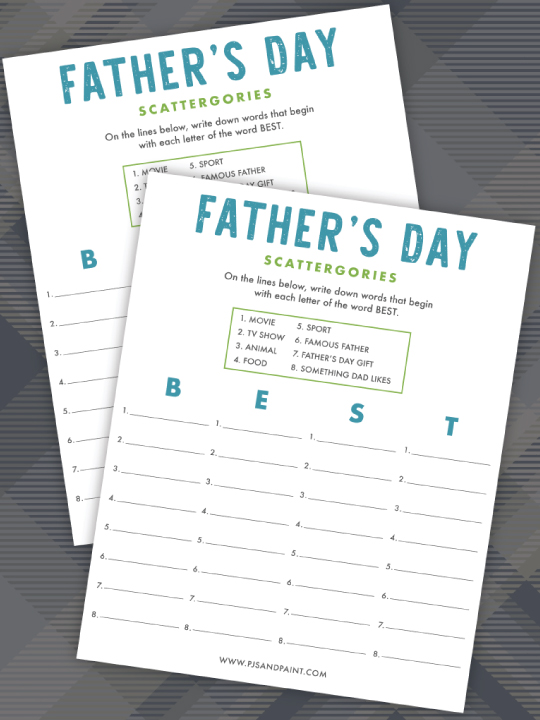 free printable father s day scattergories pjs and paint