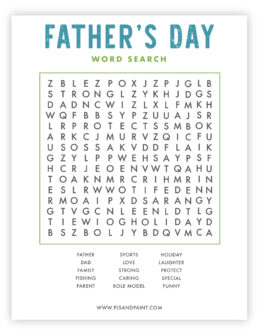 Free Printable Father's Day Word Search - Pjs and Paint