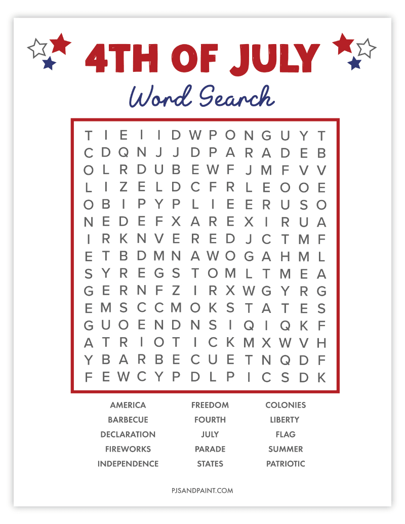 4th of July word search