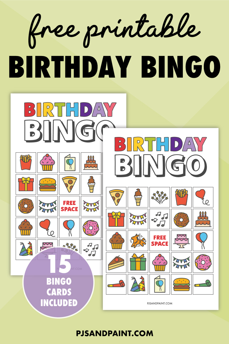 free printable birthday bingo for kids pjs and paint - free printable ...