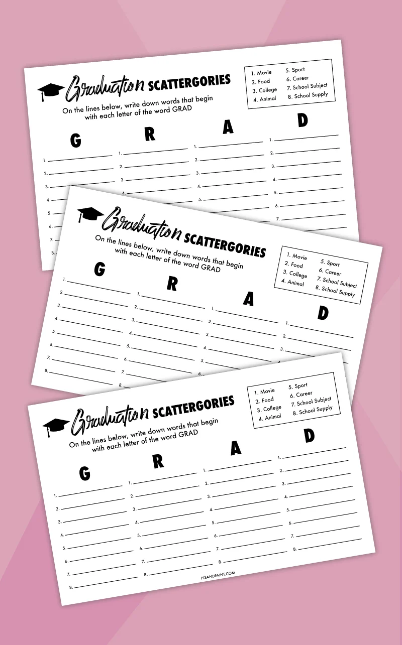 free graduation scattergories